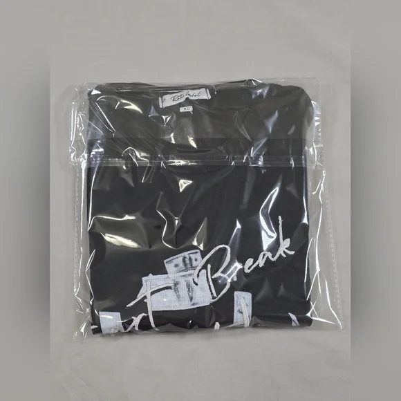 Black Graphic T-Shirt with Heart Break Hotel Design - Picture 7 of 8